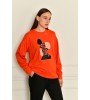 Baskılı Orange Sweater