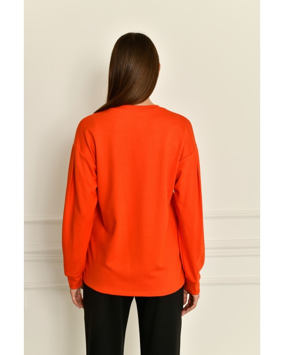 Baskılı Orange Sweater